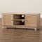 Baxton Studio Elsbeth Mid-Century Modern Light Brown Finished Wood and Natural Rattan 2-Door TV Stand 226-12952-ZORO - alternate 9